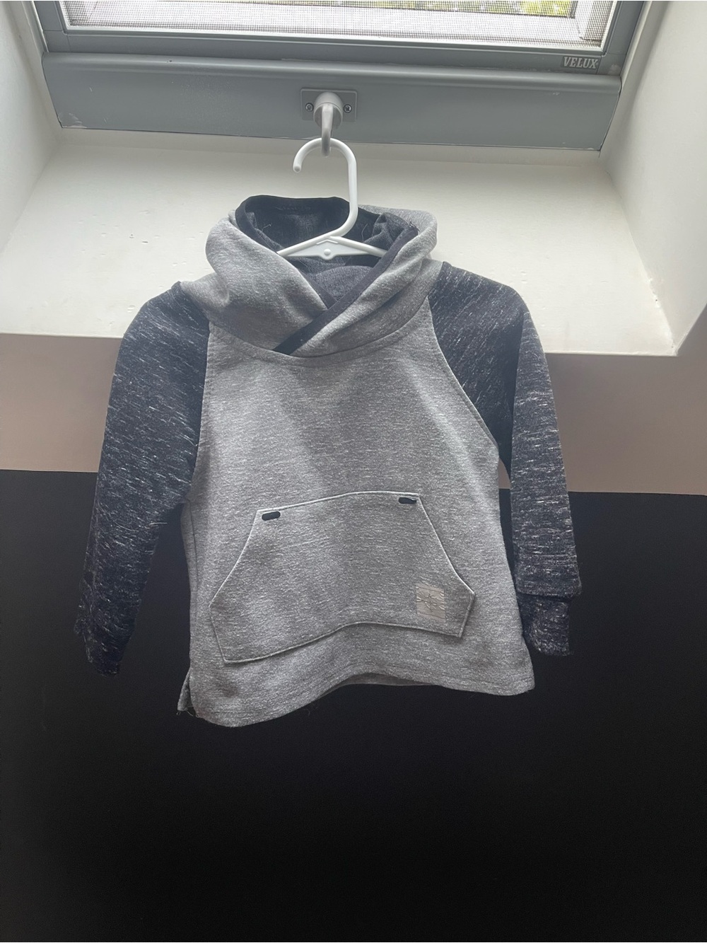Wayside Toddler Boys Two-Tone Cowl Neck Pullover Hoodie - Gray/Charcoal - 2T